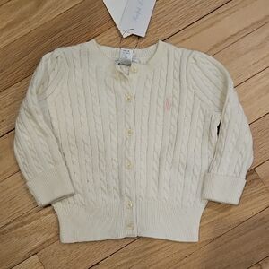 Ralph Lauren Cream Cable-Knit Baby Cardigan
